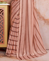 Vishal Prints Pastel Red Designer Chiffon Saree