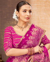 Vishal Prints Dark Fuchsia Designer Art Silk Weaving Saree With Diamond Work And Tassel