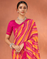 Vishal Prints Razzmatazz Pink Printed Georgette Saree With Fancy Border