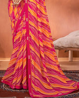 Vishal Prints Razzmatazz Pink Printed Georgette Saree With Fancy Border