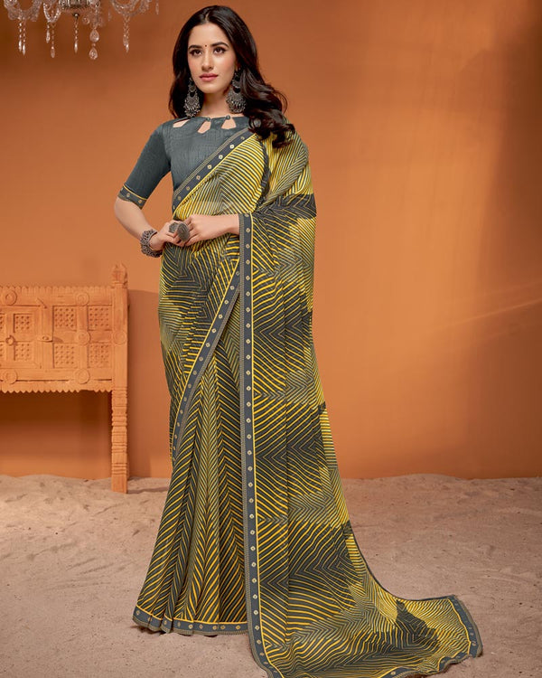 Vishal Prints Multicolor Printed Georgette Saree With Fancy Border