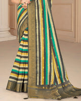 Vishal Prints Multi Color Poly Cotton Digital Printed Saree With Tassel