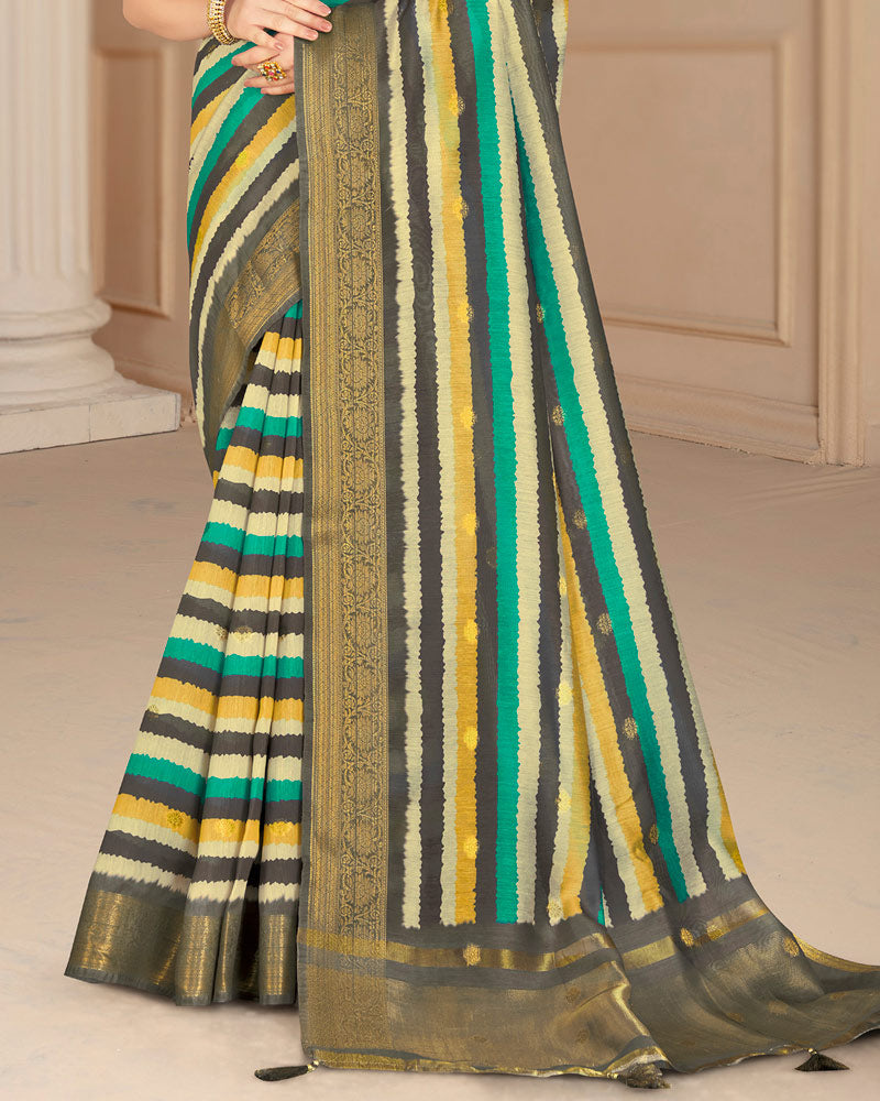 Vishal Prints Multi Color Poly Cotton Digital Printed Saree With Tassel