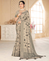 Vishal Prints Pastel Brown Poly Cotton Digital Printed Saree With Tassel