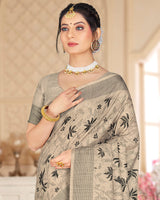 Vishal Prints Pastel Brown Poly Cotton Digital Printed Saree With Tassel