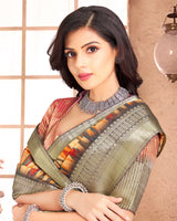 Vishal Prints Multi Poly Cotton Weaving Printed Saree With Tassel