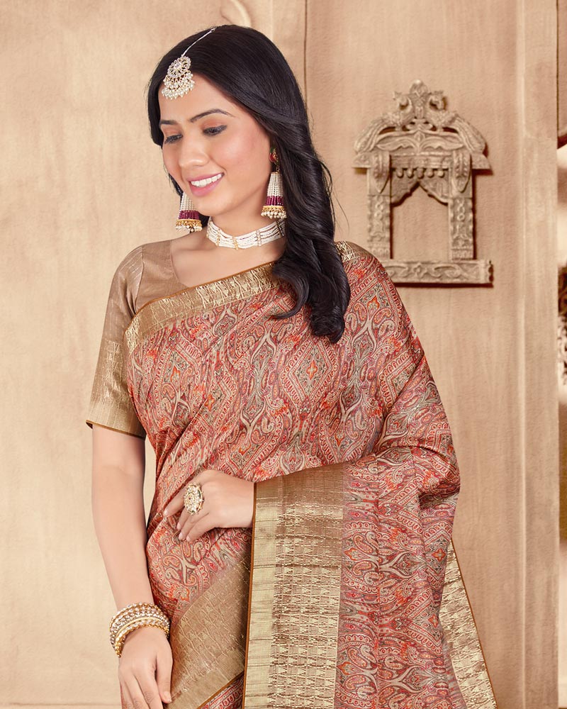 Vishal Prints Multi Color Designer Poly Cotton Saree With Weaved Border And Tassel