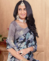 Vishal Prints Black Designer Poly Cotton Saree With Weaved Border And Tassel