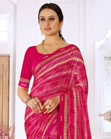 Vishal Prints Shiraz Pink Printed Chiffon Saree With Foil Print And Fancy Border