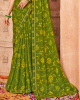 Vishal Prints Burgundy Printed Chiffon Saree With Fancy Border