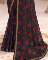 Vishal Prints Black Printed Chiffon Saree With Fancy Border