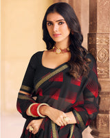 Vishal Prints Black Printed Chiffon Saree With Fancy Border