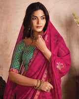 Vishal Prints Strawberry Printed Luxury Chiffon Saree With Foil Print And Cut Work Embroidery Border