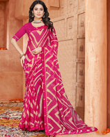 Vishal Prints Rani Printed Chiffon Saree With Fancy Border