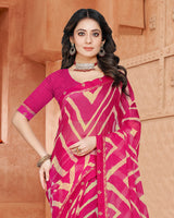 Vishal Prints Rani Printed Chiffon Saree With Fancy Border
