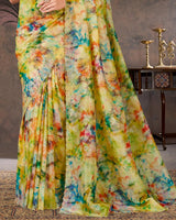 Vishal Prints Multicolored Designer Fancy Chiffon Digital Print Saree With Diamond Work And Cut Work Border