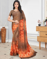 Vishal Prints Coffee Brown Digital Print Criva Crepe Saree