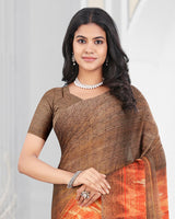 Vishal Prints Coffee Brown Digital Print Criva Crepe Saree