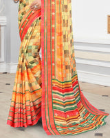 Vishal Prints Light Yellow Digital Print Criva Crepe Saree