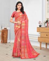 Vishal Prints Peach Digital Print Criva Crepe Saree
