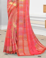 Vishal Prints Peach Digital Print Criva Crepe Saree