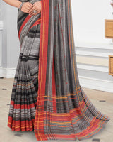 Vishal Prints Charcoal Grey Digital Print Criva Crepe Saree