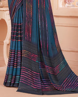 Vishal Prints Elephant Blue Digital Print Criva Crepe Saree
