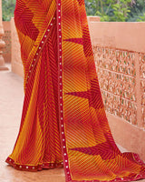 Vishal Prints Vivid Burgundy Printed Georgette Saree With Fancy Border