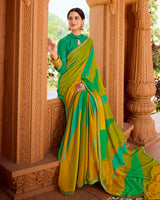 Vishal Prints Multi Green Printed Georgette Saree With Fancy Border