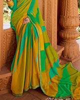 Vishal Prints Multi Green Printed Georgette Saree With Fancy Border