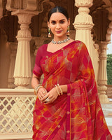 Vishal Prints Chili Red Printed Georgette Saree With Fancy Border