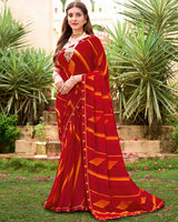 Vishal Prints Milano Red Printed Georgette Saree With Fancy Border