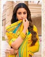 Vishal Prints Bright Yellow Printed Georgette Saree With Fancy Border