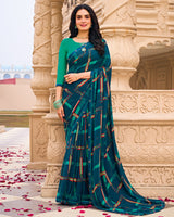 Vishal Prints Midnight Blue Printed Georgette Saree With Fancy Border