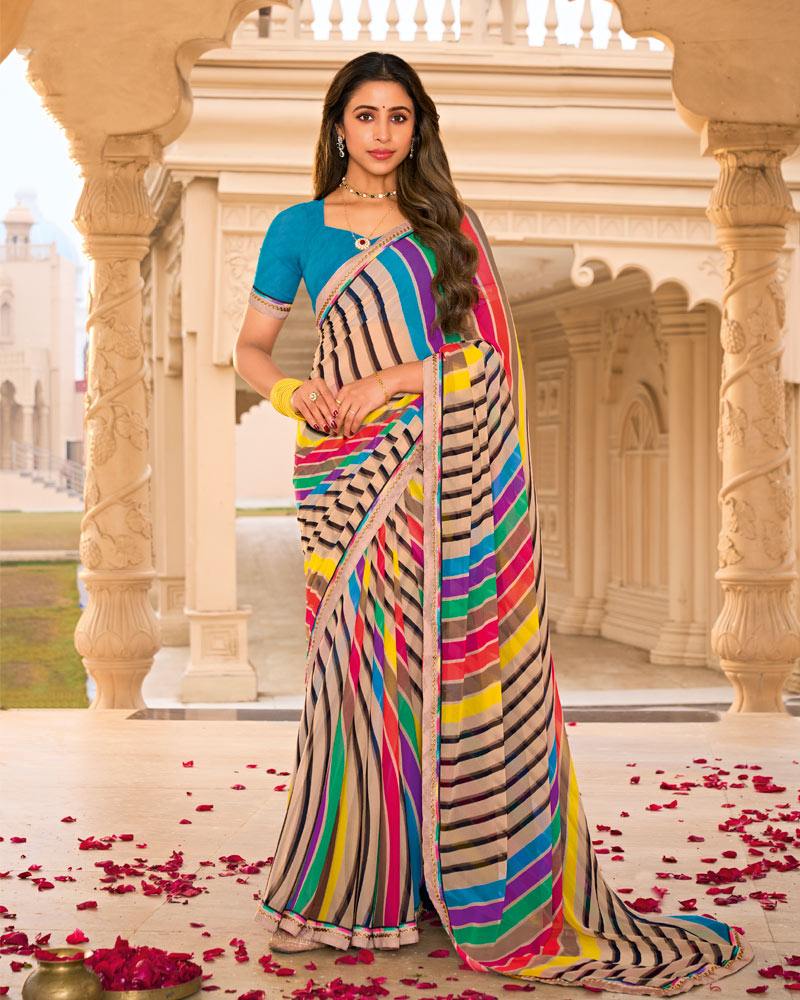 Vishal Prints Multicolor Printed Georgette Saree With Fancy Border