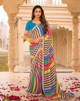 Vishal Prints Multicolor Printed Georgette Saree With Fancy Border