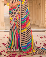 Vishal Prints Multicolor Printed Georgette Saree With Fancy Border