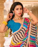 Vishal Prints Multicolor Printed Georgette Saree With Fancy Border
