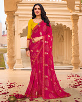 Vishal Prints Magenta Pink Printed Georgette Saree With Fancy Border