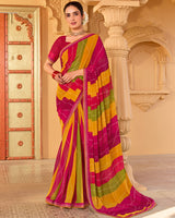 Vishal Prints Multicolor Printed Georgette Saree With Fancy Embroidery Work Border