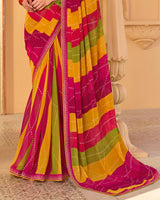 Vishal Prints Multicolor Printed Georgette Saree With Fancy Embroidery Work Border