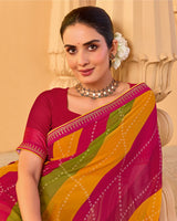 Vishal Prints Multicolor Printed Georgette Saree With Fancy Embroidery Work Border