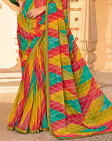 Vishal Prints Multicolor Printed Georgette Saree With Fancy Embroidery Work Border