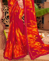 Vishal Prints Burgundy Printed Georgette Saree With Fancy Border