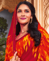 Vishal Prints Burgundy Printed Georgette Saree With Fancy Border