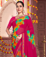 Vishal Prints Shiraz Pink Printed Georgette Saree With Fancy Border