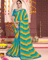 Vishal Prints Eastern Blue Printed Georgette Saree With Fancy Border