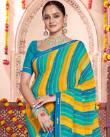 Vishal Prints Eastern Blue Printed Georgette Saree With Fancy Border