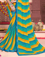 Vishal Prints Eastern Blue Printed Georgette Saree With Fancy Border