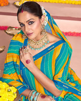 Vishal Prints Eastern Blue Printed Georgette Saree With Fancy Border